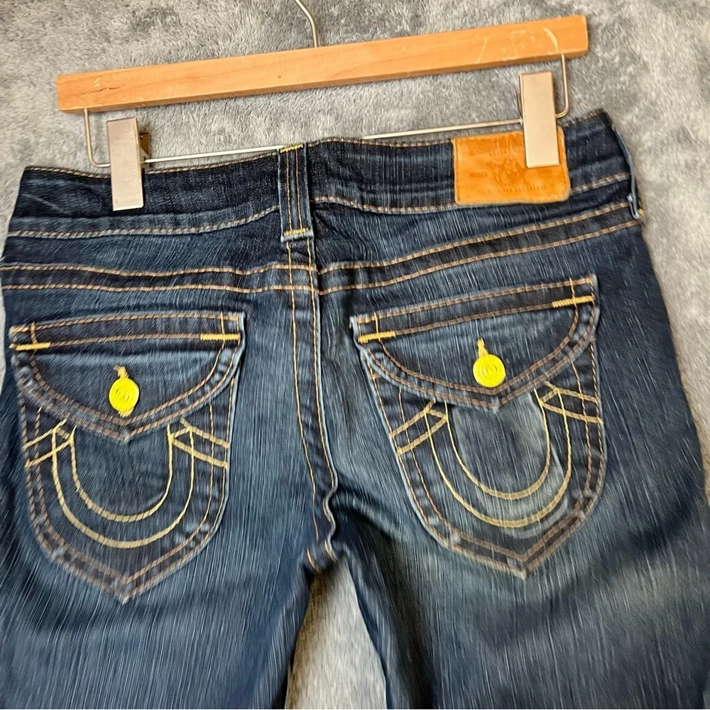 Y2K Vintage True Religion Joey Twisted Flare Dark Wash Low Rise 29W 31L Jeans - Picture 3 of 14